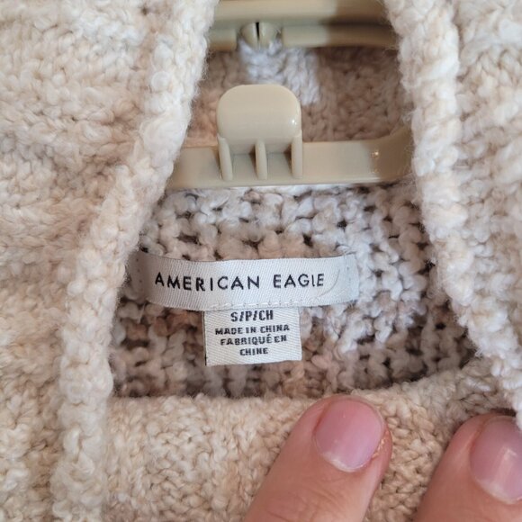 American Eagle Sweater Womens Small Ivory Turtle Mock Neck Soft Knit Aztec Top - Picture 3 of 8
